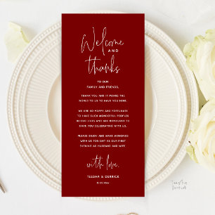 Welcome and Thanks, Wedding Dinner Thank You Card