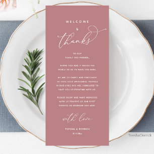 Welcome and Thanks, Wedding Dinner Thank You Card