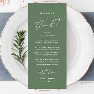 Welcome and Thanks, Wedding Dinner Thank You Card