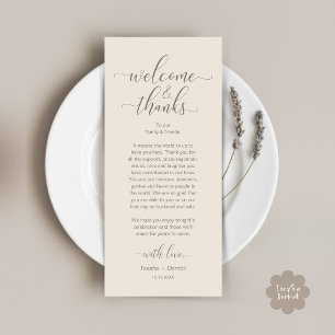 Welcome and Thanks Wedding Place Setting Card