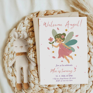 Welcome Angel! Girl's Birthday Party Invitation