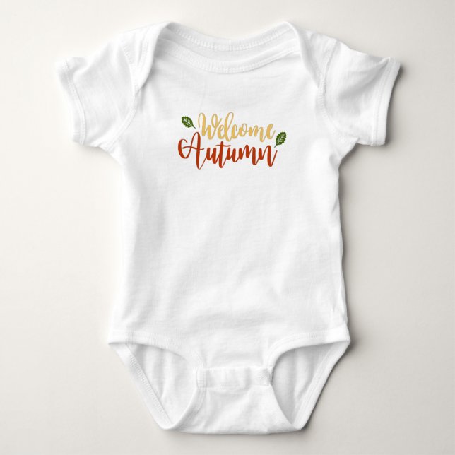 Welcome Autumn Fall leaves Baby Bodysuit (Front)