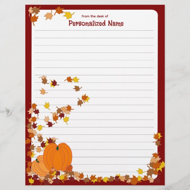 Welcome Autumn - Lined  Custom Letterhead (Front)