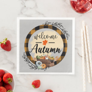 Welcome Autumn Pumpkin Vintage Napkin