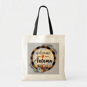Welcome Autumn Pumpkin Vintage Tote Bag