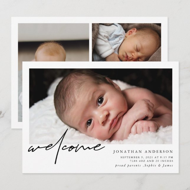 Welcome Baby Birth Announcement (Front/Back)