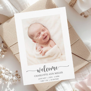 Welcome Baby Birth Announcement Photo Card