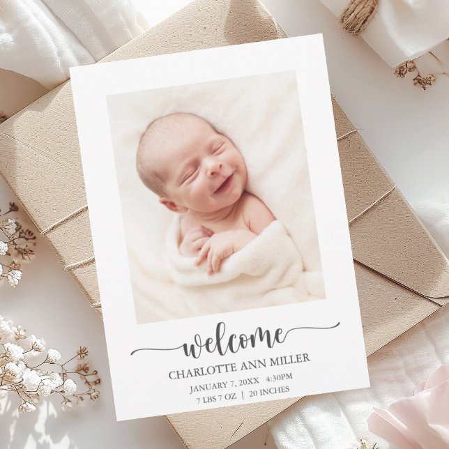 Welcome Baby Birth Announcement Photo Card (Creator Uploaded)
