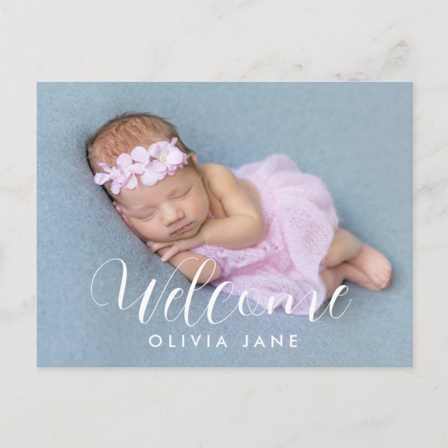 Welcome | Baby Birth Announcement Postcard (Front)