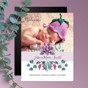 Welcome Baby Blossoms Magnetic Birth Announcement
