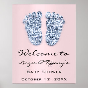 Welcome Baby Blue Feet Baby Shower Boy Pink Poster