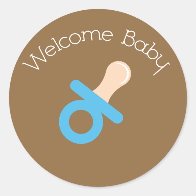 Welcome Baby Blue Pacifier Sticker (Front)