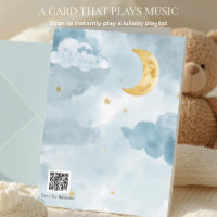 Welcome Baby Blue Watercolor Moon QR Code Lullaby