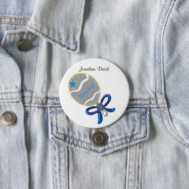 Welcome Baby Boy Button CUSTOMIZE NAME (In Situ)