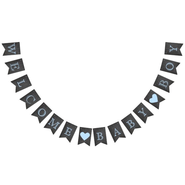 Welcome Baby Boy Chalkboard Look Bunting (All)