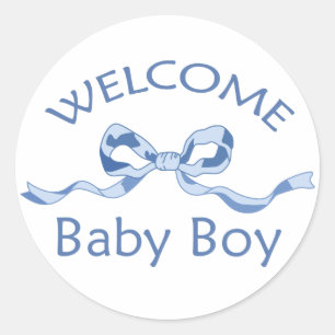 WELCOME BABY BOY CLASSIC ROUND STICKER