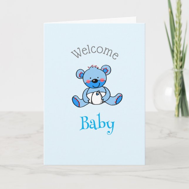 welcome baby boy (personalised) card (Front)