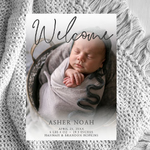 Welcome Baby Boy Photo Birth Announcement