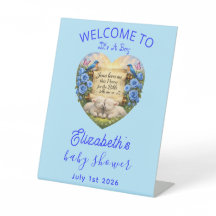 Welcome Baby Boy Shower Pedestal Sign