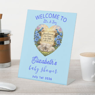 Welcome Baby Boy Shower Pedestal Sign