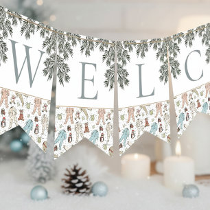 Welcome Baby Christmas Winter Baby Shower Bunting