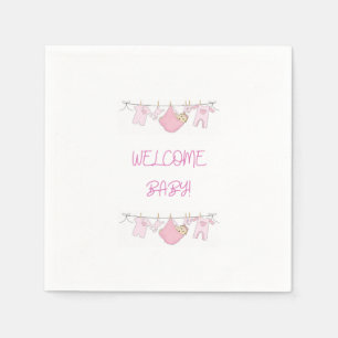 Welcome Baby Clothesline - Napkins - Baby Girl