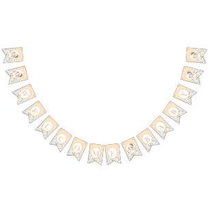 Welcome Baby Cute Hedgehog Floral Baby Shower Bunting