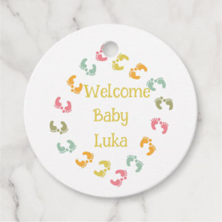 Welcome Baby Feet Personalise Favour Tags