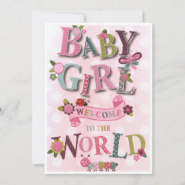 Welcome Baby Girl, birth card