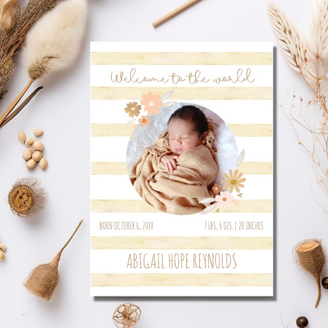 Welcome Baby Girl Birth Photo Announcement (Welcome Baby Girl Birth Photo Announcement)