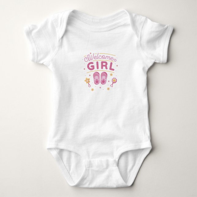 Welcome Baby Girl Bodysuit (Front)