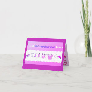 Welcome Baby Girl Folded Greeting Card