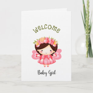 Welcome baby girl holiday card