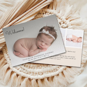 Welcome! Baby Girl Photos Background Customizable Invitation
