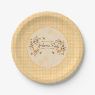 Welcome Baby Honeycomb Bees Paper Plates