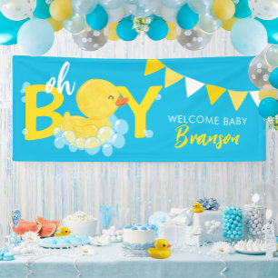 Welcome Baby Name Boy Rubber Duck Baby Shower Banner