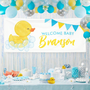 Welcome Baby Name Large Rubber Duck Baby Shower Banner