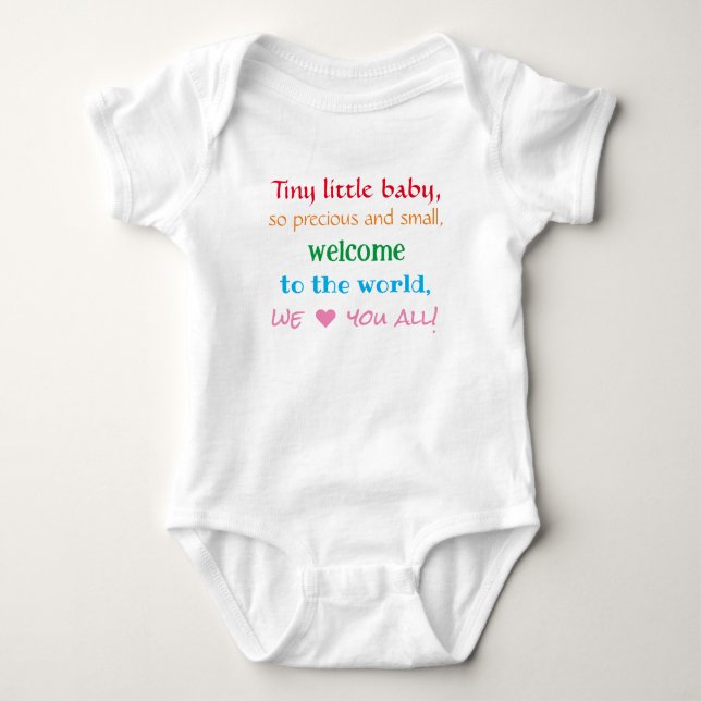 Welcome Baby One-Piece, Unisex, Rhyme, Colourful Bodysuit (Front)