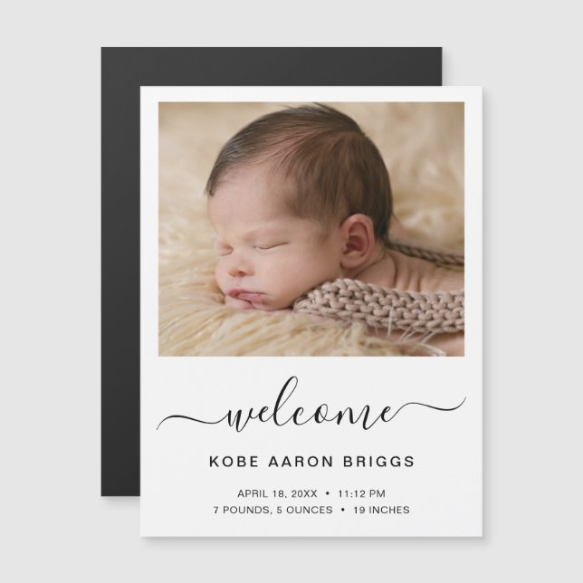 Welcome Baby Photo Birth Announcement Magnet (Front/Back)