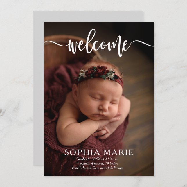 Welcome Baby Photo Birth Announcements (Front/Back)