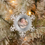 Welcome Baby Photo Birth Statistics Keepsake Snowflake Pewter Christmas Ornament<br><div class="desc">Simple photo on either side with "Welcome Baby!" or text of your choice along with your little one's name,  birthday and birth statistics.  These make great keepsakes and gifts for new parents and grandparents.</div>