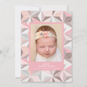WELCOME BABY Pink Geometric Birth Announcement