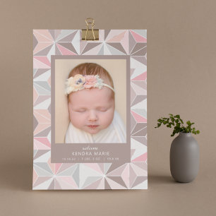 WELCOME BABY   Pink Geometric Birth Announcement