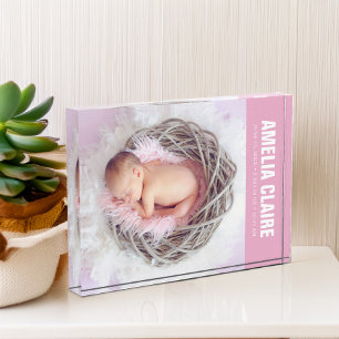 Welcome Baby Pink Photo Block