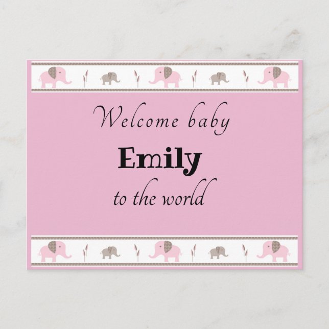 Welcome baby postcard (Front)