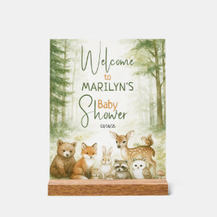 Welcome Baby Shower Baby Animals Acrylic Sign