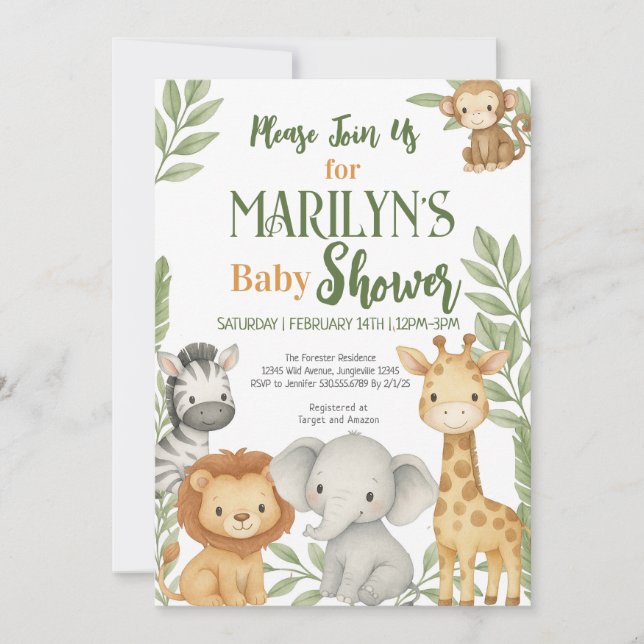 Welcome Baby Shower Baby Animals Invitation (Front)