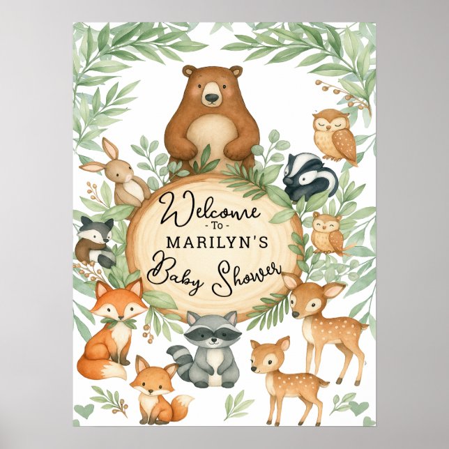 Welcome Baby Shower Baby Animals Poster (Front)