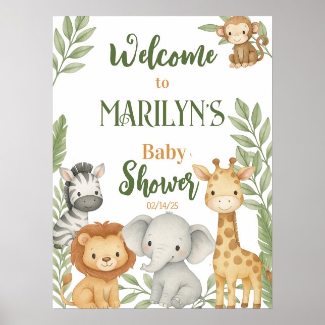 Welcome Baby Shower Baby Animals Poster (Front)