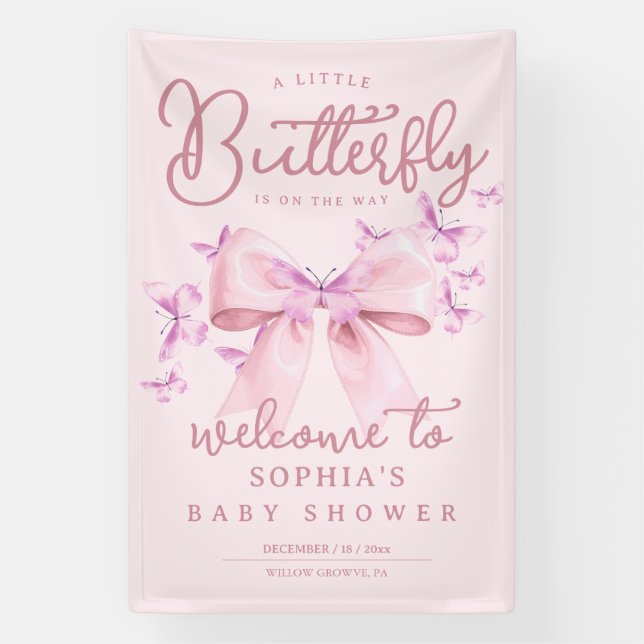 Welcome Baby Shower Butterfly Banner (Vertical)